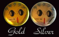 メタルタイプのゴールド＆シルバー缶バッチ