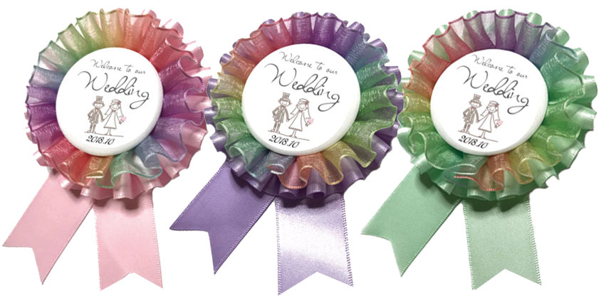 サテンとオーガンジーのロゼットリボンサンプル